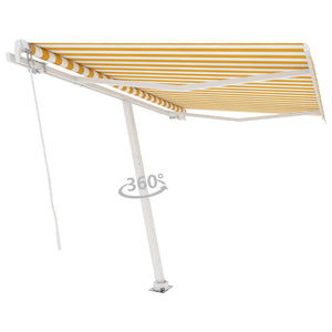 vidaXL Freestanding Manual Retractable Awning 300x250 cm Yellow/White