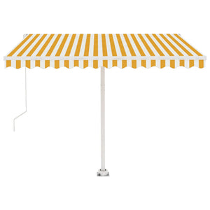 vidaXL Freestanding Manual Retractable Awning 300x250 cm Yellow/White