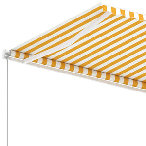 vidaXL Freestanding Manual Retractable Awning 300x250 cm Yellow/White