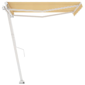 vidaXL Freestanding Manual Retractable Awning 300x250 cm Yellow/White