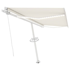 vidaXL Manual Retractable Awning with LED 400x300 cm Cream