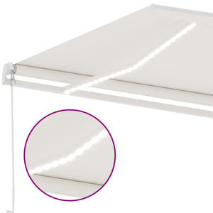 vidaXL Manual Retractable Awning with LED 400x300 cm Cream