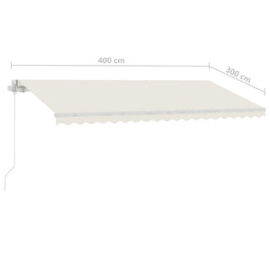 vidaXL Manual Retractable Awning with LED 400x300 cm Cream