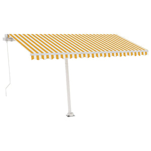 vidaXL Manual Retractable Awning with LED 400x300 cm Yellow and White