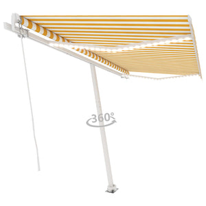 vidaXL Manual Retractable Awning with LED 400x300 cm Yellow and White