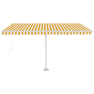 vidaXL Manual Retractable Awning with LED 400x300 cm Yellow and White