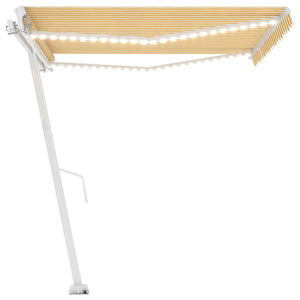 vidaXL Manual Retractable Awning with LED 400x300 cm Yellow and White