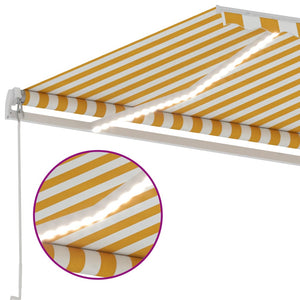 vidaXL Manual Retractable Awning with LED 400x300 cm Yellow and White