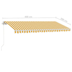 vidaXL Manual Retractable Awning with LED 400x300 cm Yellow and White