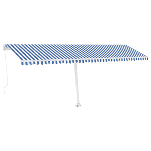 vidaXL Freestanding Manual Retractable Awning 600x300 cm Blue/White