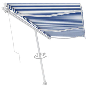 vidaXL Freestanding Manual Retractable Awning 600x300 cm Blue/White