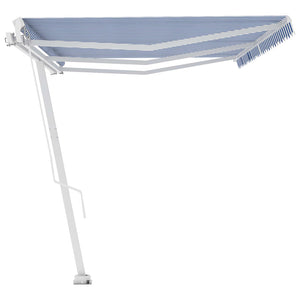 vidaXL Freestanding Manual Retractable Awning 600x300 cm Blue/White