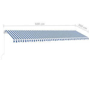 vidaXL Freestanding Manual Retractable Awning 600x300 cm Blue/White