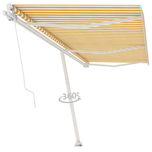 vidaXL Freestanding Manual Retractable Awning 600x300 cm Yellow/White