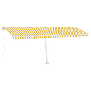 vidaXL Freestanding Manual Retractable Awning 600x300 cm Yellow/White