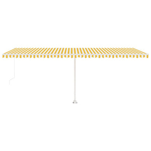 vidaXL Freestanding Manual Retractable Awning 600x300 cm Yellow/White