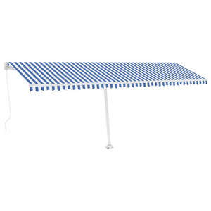 vidaXL Manual Retractable Awning with LED 600x300 cm Blue and White