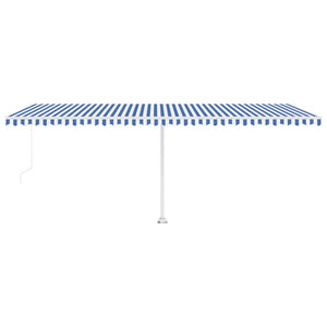 vidaXL Manual Retractable Awning with LED 600x300 cm Blue and White