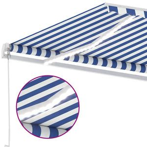 vidaXL Manual Retractable Awning with LED 600x300 cm Blue and White