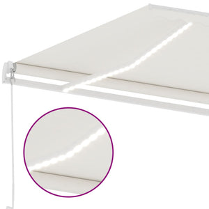 vidaXL Manual Retractable Awning with LED 600x300 cm Cream