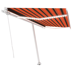 vidaXL Manual Retractable Awning with LED 450x350 cm Orange and Brown