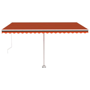 vidaXL Manual Retractable Awning with LED 450x350 cm Orange and Brown