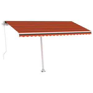 vidaXL Manual Retractable Awning with LED 450x350 cm Orange and Brown