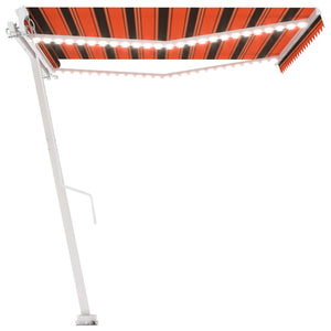 vidaXL Manual Retractable Awning with LED 450x350 cm Orange and Brown