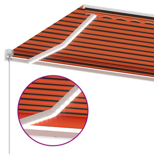 vidaXL Manual Retractable Awning with LED 450x350 cm Orange and Brown