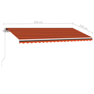 vidaXL Manual Retractable Awning with LED 450x350 cm Orange and Brown