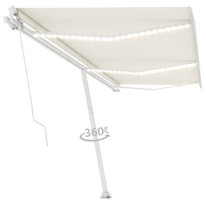 vidaXL Manual Retractable Awning with LED 600x350 cm Cream