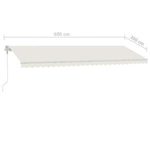 vidaXL Manual Retractable Awning with LED 600x350 cm Cream