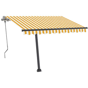 vidaXL Manual Retractable Awning with LED 350x250 cm Yellow and White