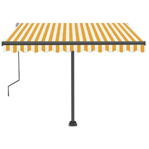 vidaXL Manual Retractable Awning with LED 350x250 cm Yellow and White