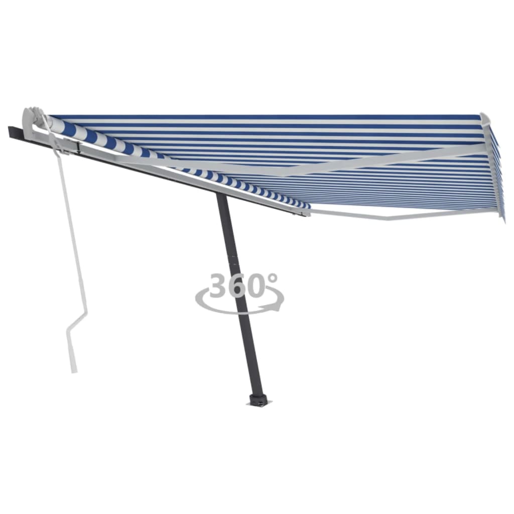 vidaXL Freestanding Manual Retractable Awning 400x300 cm Blue/White