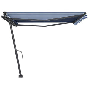 vidaXL Freestanding Manual Retractable Awning 400x300 cm Blue/White