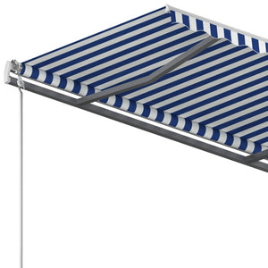 vidaXL Freestanding Manual Retractable Awning 400x300 cm Blue/White