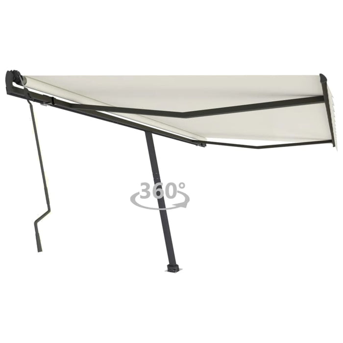 vidaXL Freestanding Manual Retractable Awning 400x300 cm Cream