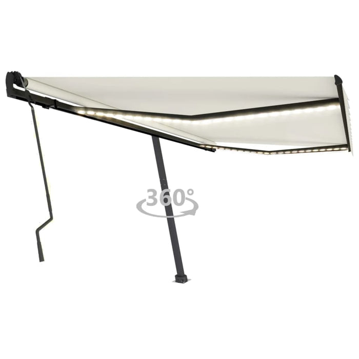 vidaXL Manual Retractable Awning with LED 400x300 cm Cream