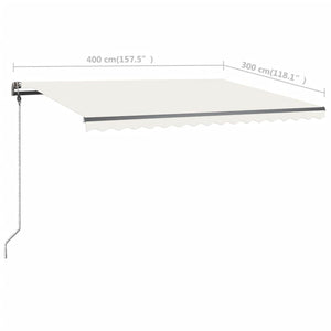 vidaXL Manual Retractable Awning with LED 400x300 cm Cream