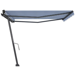 vidaXL Freestanding Manual Retractable Awning 450x300 cm Blue/White