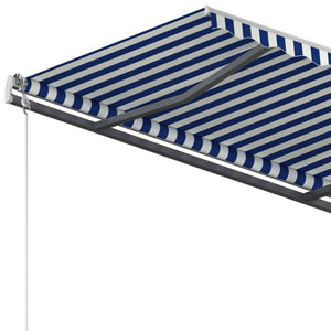 vidaXL Freestanding Manual Retractable Awning 450x300 cm Blue/White