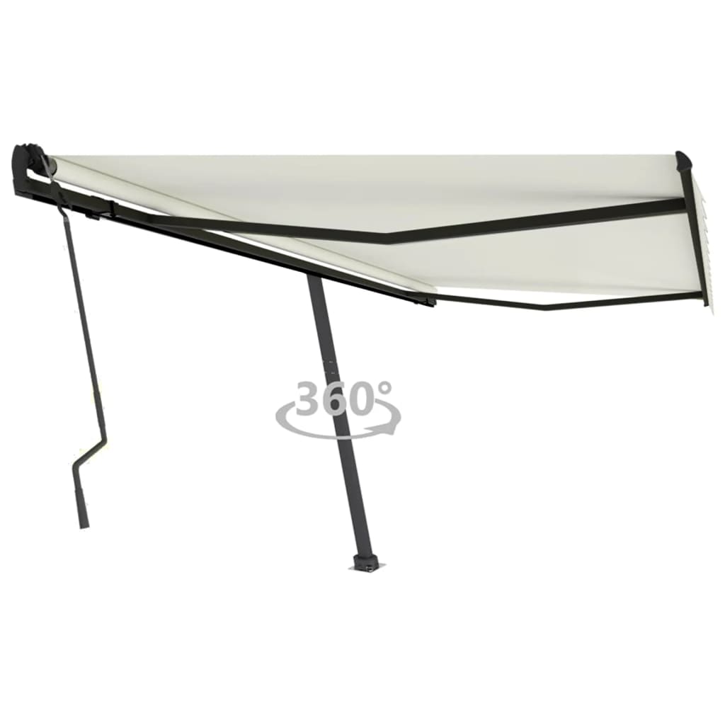 vidaXL Freestanding Manual Retractable Awning 450x300 cm Cream