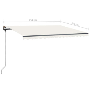 vidaXL Freestanding Manual Retractable Awning 450x300 cm Cream