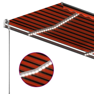 vidaXL Manual Retractable Awning with LED 450x300 cm Orange and Brown