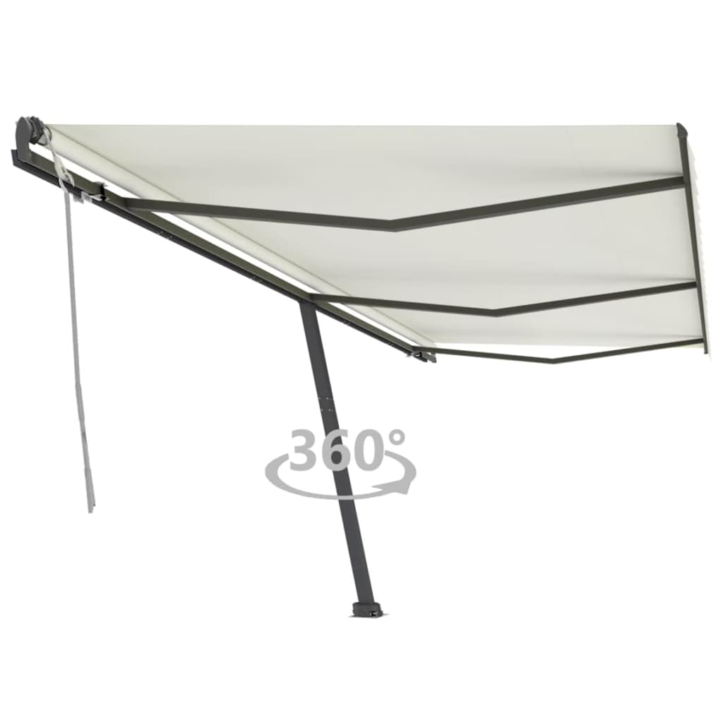 vidaXL Freestanding Manual Retractable Awning 600x300 cm Cream