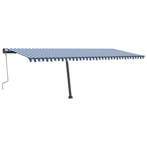 vidaXL Manual Retractable Awning with LED 600x300 cm Blue and White