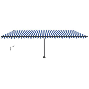 vidaXL Manual Retractable Awning with LED 600x300 cm Blue and White