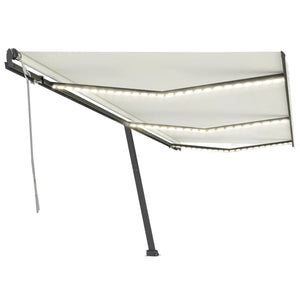 vidaXL Manual Retractable Awning with LED 600x300 cm Cream