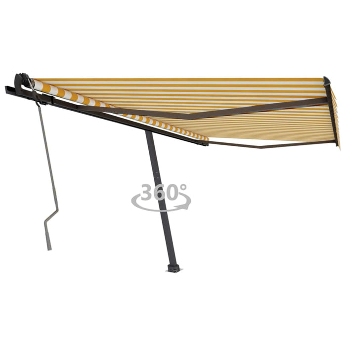 vidaXL Freestanding Manual Retractable Awning 400x350 cm Yellow/White